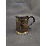 A George II silver christening tankard with scrolled handle,