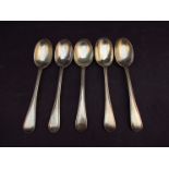 Five George Adams silver teaspoons, London 1875,