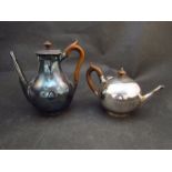 A silver plated teapot and coffee pot,