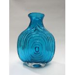 A Whitefriars Glass large 'nipple 'vase' in kingfisher blue designed by Geoffrey Baxter. 27.