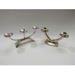 Two mid 20th Century silver plated candle holders