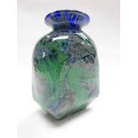 An art glass vase, seascape mottled blue and green design in the 'Harris' style.