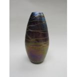 A Lazlo Iridescent vase, signed, with label to base,