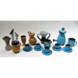 A collection of French studio pottery including Emaux and Cres Flammes examples in lava glazes.