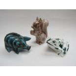 David Sharpe for Rye - Three animal money boxes, pig, squirrel and frog,