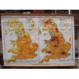 1967 Denoyer Geppert Social Science map showing population density coal and industry for 1700 and