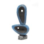 An abstract stoneware sculpture of biomorphic design with painted and incised marks to base 28.