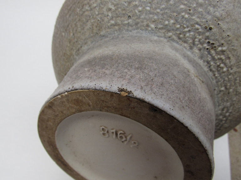 A West German pottery vase, grey lava glaze with white relief line detail. - Image 2 of 2