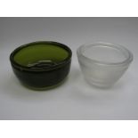 An Ekenas of Sweden green glass bowl and an unmarked Iridescent glass bowl, 20cm and 17.