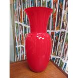 A C. Nason Murano vase in red and white. Acid etched mark. 40.5cm high.