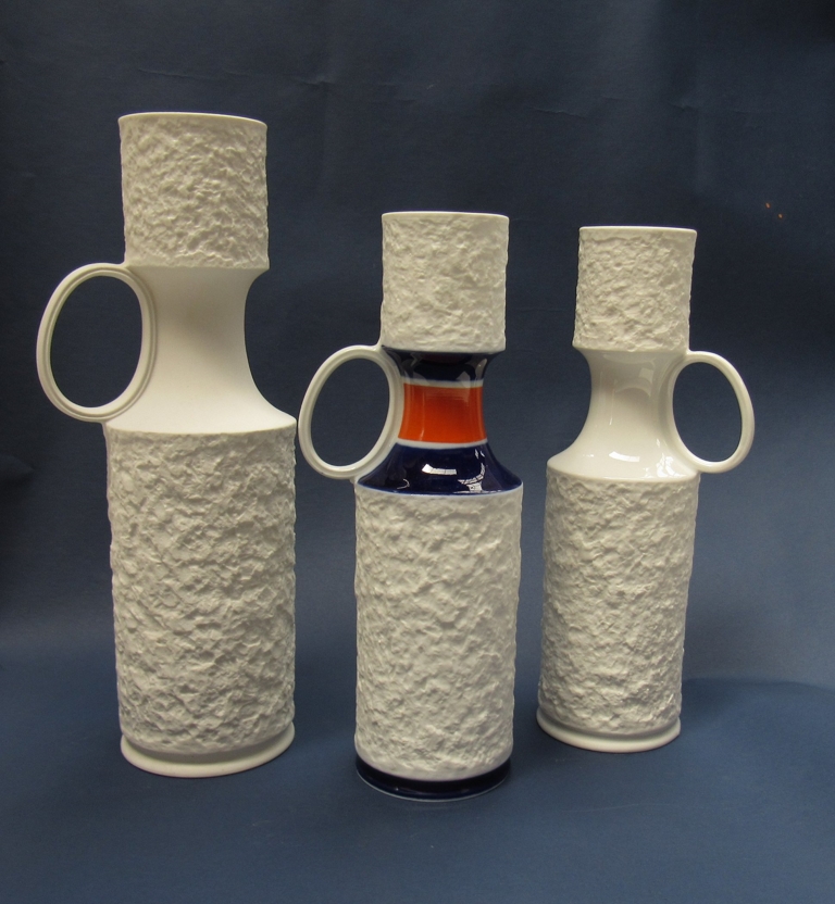 Three West German white porcelain vases, Royal KPM,