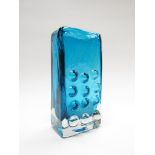 A Whitefriars Glass 'calculator' vase in kingfisher blue designed by Geoffrey Baxter. 16.