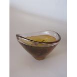 A 1960's cased amber art glass bowl, possibly Czech,