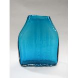 A Whitefriars Glass 'shoulder' vase in kingfisher blue designed by Geoffrey Baxter.