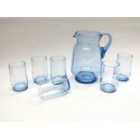 A Whitefriars Glass lemonade set in sapphire blue designed by William Wilson