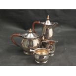 An Adie Bros Ltd four piece silver tea set, comprising of teapot, water jug, sucret and milk jug,