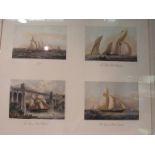 Four 19th Century photo lithographs of watercolours in a single frame,