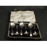 A set of six silver teaspoons with bright cut edge,