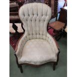 A Victorian button-back chair,