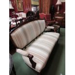 A mid Victorian walnut two seater sofa with ebony decoration,