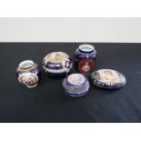 Five various early 20th Century Vienna lidded trinket pots and vases,