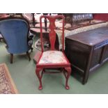 A pair of painted Queen Anne style chairs, with Oriental decoration,