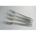 A set of six silver forks,