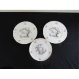 Three Royal Worcester "Watteau" patterned plates