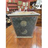 A 19th Century painted waste paper bin, the body of waisted form decorated with a celestial scene,