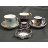 Mixed late 19th/early 20th Century ceramics mostly cups and saucers including Sevres style, Vienna,