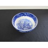 A 19th Century Wedgwood blue and white bowl decorated with port scene,