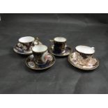 Mixed late 19th/early 20th Century cups and saucers including hand painted Vienna and Royal Crown
