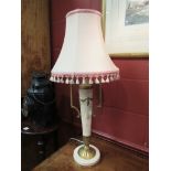 An ornate continental marble urn form table lamp with ormolu mounts,