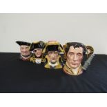 Four Royal Doulton character jugs, Vice Admiral Lord Nelson, Henry VIII,