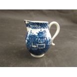 A Lowestoft transfer printed blue and white sparrowbeak jug,