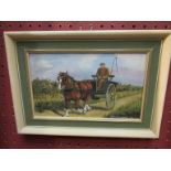 JOHN MUNNINGS; Oils on board "The Dealer" horse and trap on country lane, signed lower right,