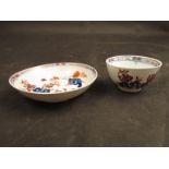 A Lowestoft two bird pattern tea bowl and saucer,