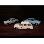 Three vintage Dinky cars comprising of a Ford Cortina,