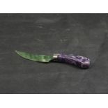 A Charoite and nephrite jade letter opener