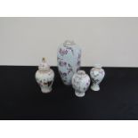 Three Samson style armorial vases of varying sizes and floral decorated vase (4)