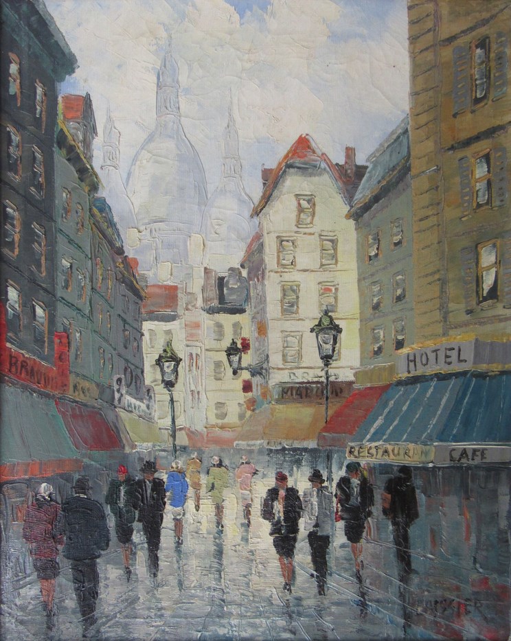 W.B LAISSER (XX) A framed oil on canvas, Continental street scene.