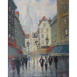 W.B LAISSER (XX) A framed oil on canvas, Continental street scene.