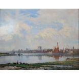 WALTER DEXTER R.B.A (1876-1958) (ARR) A framed oil on canvas, 'Prospect of Lynn'.