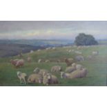 WILLIAM SIDNEY COOPER (1854-1927) A gilt framed oil on board depicting sheep at rest and grazing.