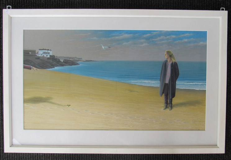 JAMIE ANDREWS: (b 1962) A framed and glazed oil pastel on paper, 'Jane, St Ives'. - Bild 2 aus 2