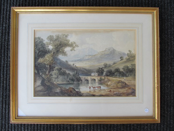 After David Cox: Lakeland scene with cattle, watercolour, framed and glazed. - Image 2 of 2