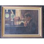 GEORGE HERBERT JUPP (1869-1942) A framed oil on canvas laid to board, male figure studying.