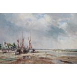 JOHN SUTTON (b.1935) A gilt framed oil on canvas entitled 'A Passing Shower, Maldon, Essex'.