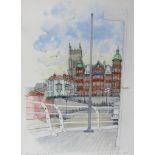 KEVIN SHICKETT (XX/XXI) A framed and glazed watercolour, "Cromer from line Pier".