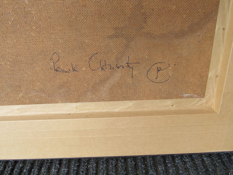 PAMELA CLATWORTHY (1918-2005): A framed acrylic on board "Large Landscape (Cratfield) signed and - Bild 5 aus 5